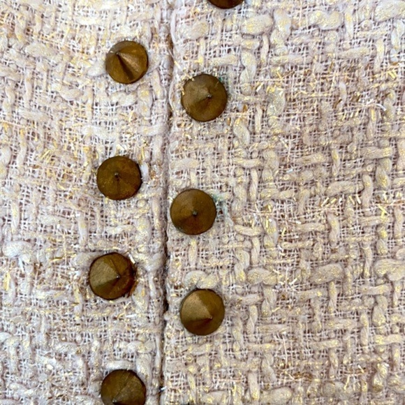 TOBI Metallic Gold Beige Tweed Studded Sparkle Jacket Blazer Suit Top S​ - Picture 7 of 7